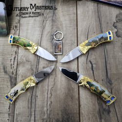 5 pcs Deer/ELK Box Knife Set - Sharp Blades & Elegant Metal Handles