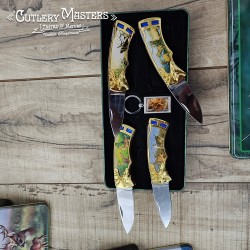 5 pcs Deer/ELK Box Knife Set - Sharp Blades & Elegant Metal Handles