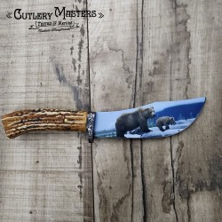 Native Collectors Bear Bowie Knife | Stainless Steel & Stag Handle