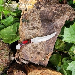 High-Quality Sleek Bow Back Hunting Knife with Leather Scabbard