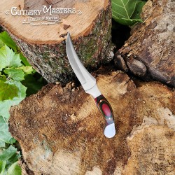 High-Quality Sleek Bow Back Hunting Knife with Leather Scabbard