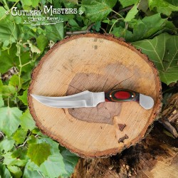 High-Quality Sleek Bow Back Hunting Knife with Leather Scabbard