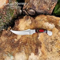 High-Quality Sleek Bow Back Hunting Knife with Leather Scabbard