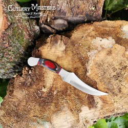 High-Quality Sleek Bow Back Hunting Knife with Leather Scabbard