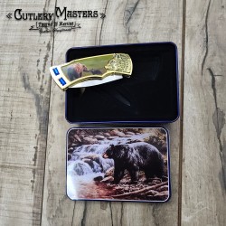 Stainless Steel Black Bear Pocket Knife - 2 Jewels