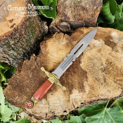 Durable Stainless Steel Eagle Crest Hunting Knife with Leather Sheath