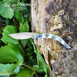 Real Stag Handle Folder Knife - Stainless Steel Blade & Nickle Guard