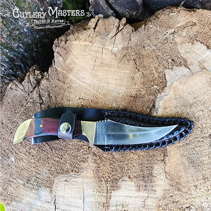 Hand-Engraved Brass Bolster Hunter Knife - Collectors' Gem