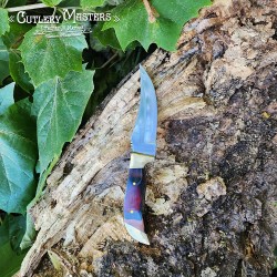 Hand-Engraved Brass Bolster Hunter Knife - Collectors' Gem