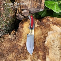 Bucktail Stainless Steel Hunter Knife with Leather Scabbard