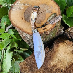 Native Bowie Premium Stainless Steel Blade with Eagle Design and Stand