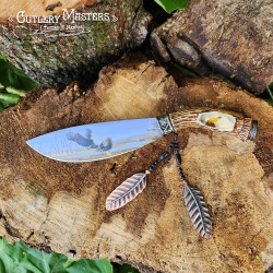 Native Bowie Premium Stainless Steel Blade with Eagle Design and Stand