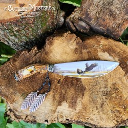 Native Bowie Premium Stainless Steel Blade with Eagle Design and Stand