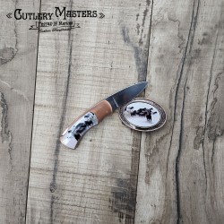 Horses Box Knife Combo with Buckle: Stainless Steel & Metal Guard