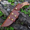 Handmade Damascus Tracker Tool | Wood Handle & Leather Sheath