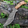 Handmade Damascus Tracker Tool | Wood Handle & Leather Sheath