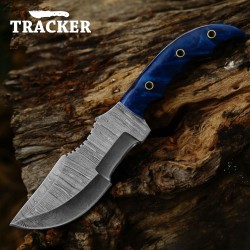 Damascus Tracker Knife | Micarta Handle | Full Tang | Hand-Forged