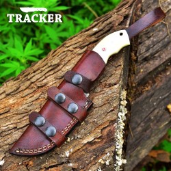 Damascus Tracker Knife | Camel Bone Handle | Handcrafted & Durable