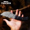 Damascus Tracker Knife | Micarta Rose Wood Handle | Full Tang Blade