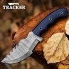 Damascus Tracker Knife | Micarta Rose Wood Handle | Full Tang Blade