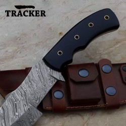 Handmade Damascus Steel Fixed Blade | Black Resin Handle