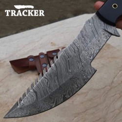 Handmade Damascus Steel Fixed Blade | Black Resin Handle