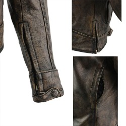 Women’s Distressed Brown Leather Vented Motorcycle Jacket – Classic