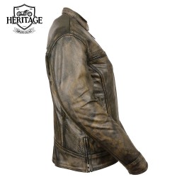 Women’s Distressed Brown Leather Vented Motorcycle Jacket – Classic