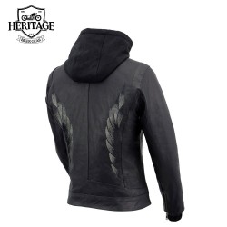 Women's Black Leather Jacket with Hoodie | Ultra-Lightweight & Stylish