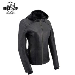 Women's Black Leather Jacket with Hoodie | Ultra-Lightweight & Stylish