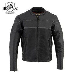 Men's Black Racer Leather Motorcycle Jacket | Premium Quality