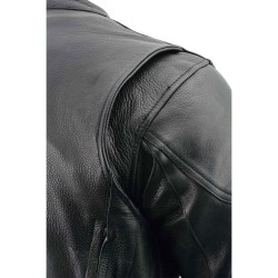 Men's Black Leather Racer Jacket | Side Lacing & Ventilation System