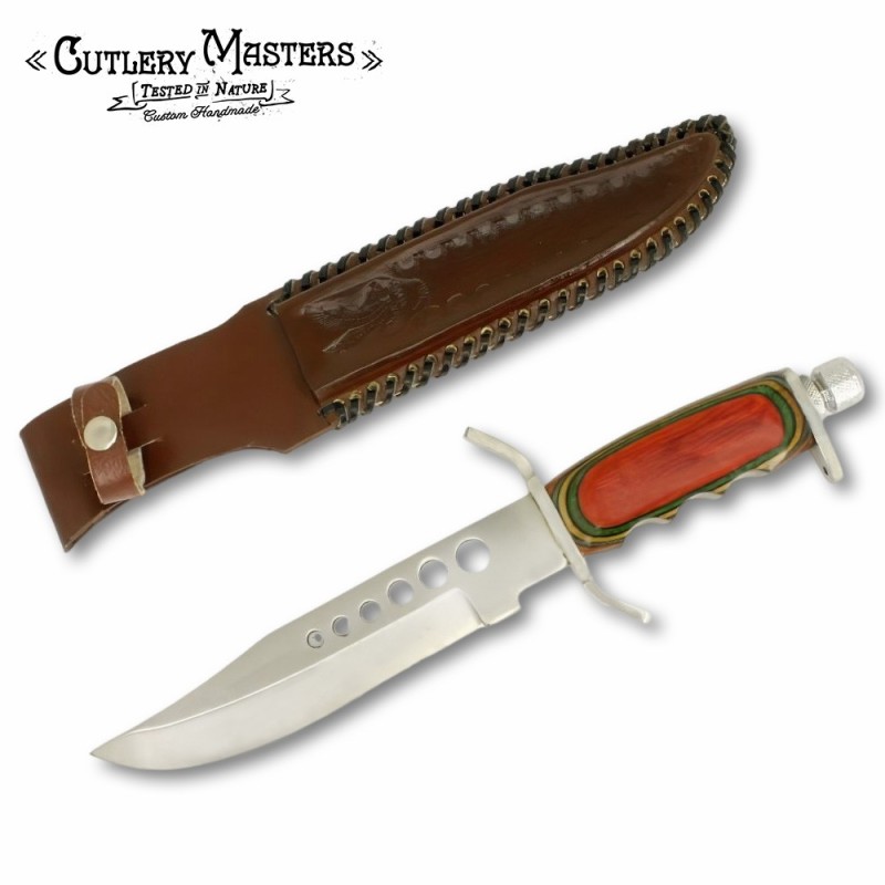 Rambo 3 Premium Blade with Colorwood Handle and Leather Scabbard