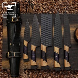 6 Piece Hand-Forged Serbian Chef Knife Set – Premium Kitchen Tool