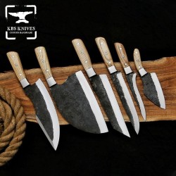 6 Piece Hand-Forged Serbian Chef Knife Set – Premium Kitchen Tool