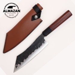 Precision 7-Inch Culinary Tool with Rosewood Handle & Leather Sheath