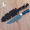 Handcrafted Damascus Steel Culinary Tool with Blue Handle