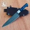 Handcrafted Damascus Steel Culinary Tool with Blue Handle