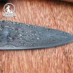 Handcrafted Damascus Steel Culinary Tool with Blue Handle