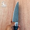 Handcrafted Damascus Steel Culinary Tool with Blue Handle