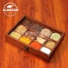 Premium Sheesham Wood Spice Box - 12 Containers & Glass Lid