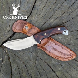 Elegant Nessmuk Hunting Knife with Walnut Handle and Leather Sheath