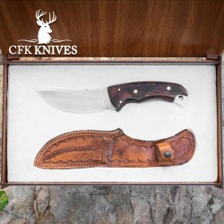 Elegant Nessmuk Hunting Knife with Walnut Handle and Leather Sheath