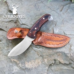 Elegant Nessmuk Hunting Knife with Walnut Handle and Leather Sheath