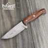 Compact Damascus Steel Tool with Wood Handle and Leather Sheath