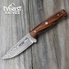 Compact Damascus Steel Tool with Wood Handle and Leather Sheath