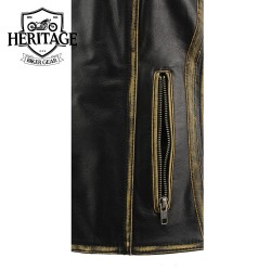 Women’s Distressed Brown Leather Motorcycle Vest – Stretch Panels