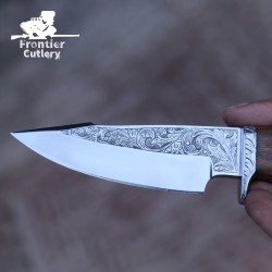 Elegant D2 Steel Skinner – Hand Engraved Rosewood Handle