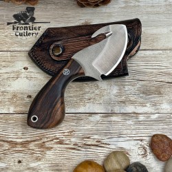 Compact Walnut Utility Tool – N650 Steel with Leather Sheath