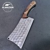 Handcrafted Damascus Cleaver – Rosewood Handle & Leather Sheath